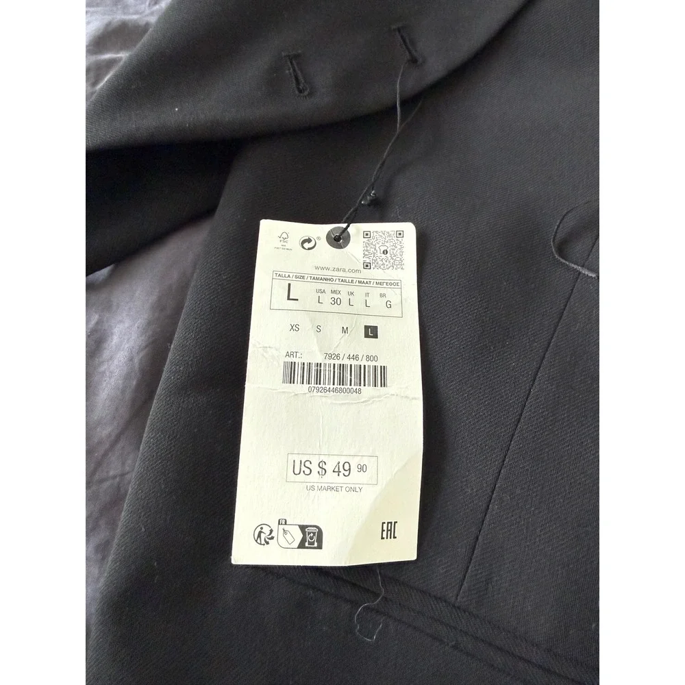 Zara Halter Neck Waistcoat Vest Black Wool Blend 7926/446/800 NWT Size L - Picture 10 of 10